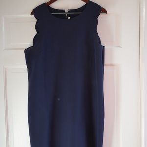 J.CREW Navy Scalloped Dress Size 16